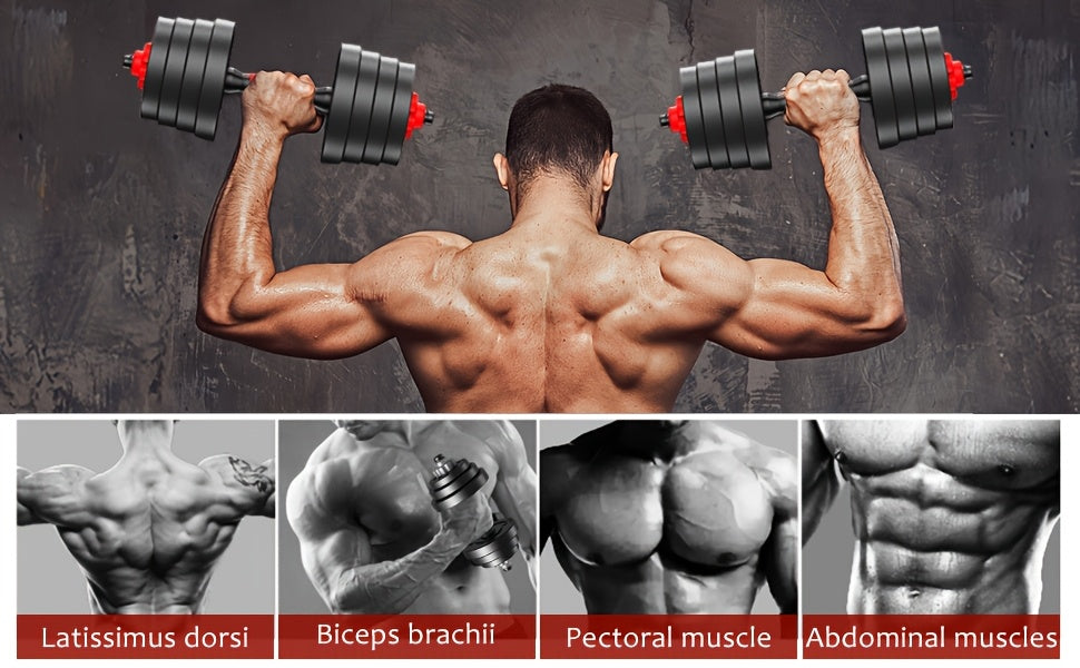 Adjustable Dumbbells, 44Lbs Free Weight Set with Connectors, 3-In-1 Dumbbell Set Can Be Used As Barbells, Kettlebells, Push-Up Racks for Home Gym Fitness Workouts, for Men/Women