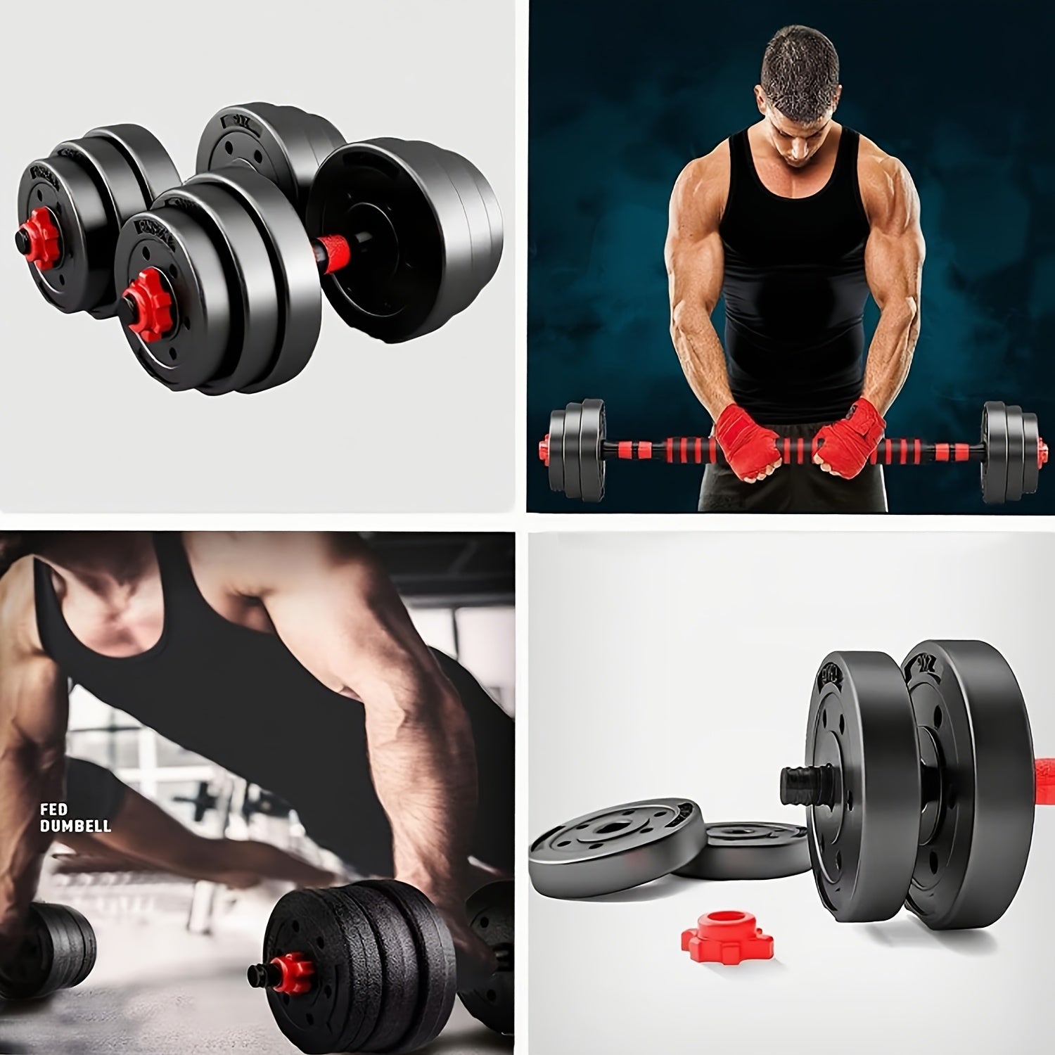 Adjustable Dumbbells, 44Lbs Free Weight Set with Connectors, 3-In-1 Dumbbell Set Can Be Used As Barbells, Kettlebells, Push-Up Racks for Home Gym Fitness Workouts, for Men/Women