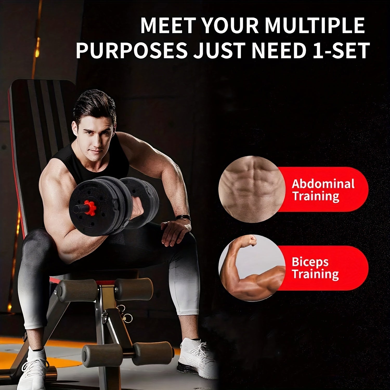 Adjustable Dumbbells, 44Lbs Free Weight Set with Connectors, 3-In-1 Dumbbell Set Can Be Used As Barbells, Kettlebells, Push-Up Racks for Home Gym Fitness Workouts, for Men/Women